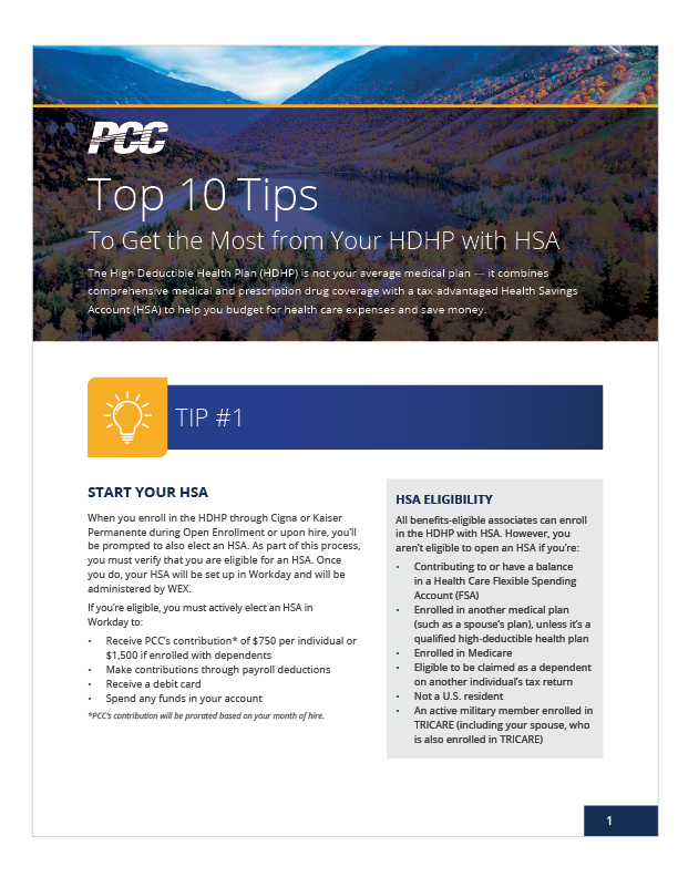 Tips for Using the HDHP with HSA Screenshot